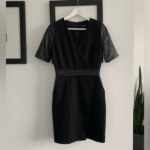 NWOT The Kooples Black Neck Knee-Length Dress w/ Leather Detail | Size 2… - Picture 5 of 10